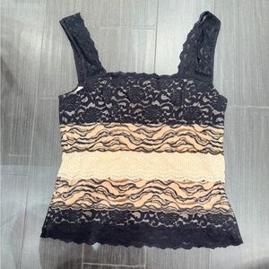 Papillon Blanc Lace Camisole - Black and Tan